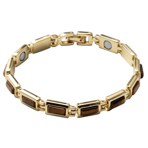 0 Jewelry - Tigers Eye Magnetic By Design Tennis Bracelet in Goldtone